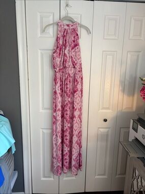 INC International Concepts Pink Tie-Dye Halter Maxi Dress
